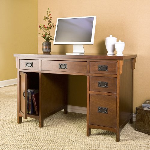 Sei Mission Brown Mahogany Computer Desk Office Junky