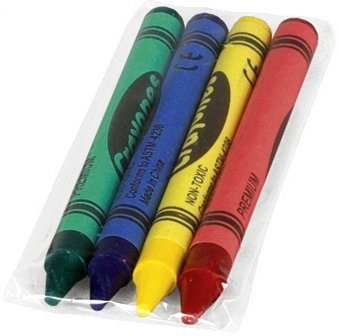 1000 PACKS ~ Crayons: 4 Colors per Cellophane Pack ~ Red, Blue, Green,  Yellow – Office Junky