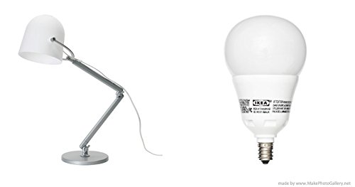 Ikea Svirvel Work White and Ledare Bulb E12, Dimmable, Globe Opal – Office Junky