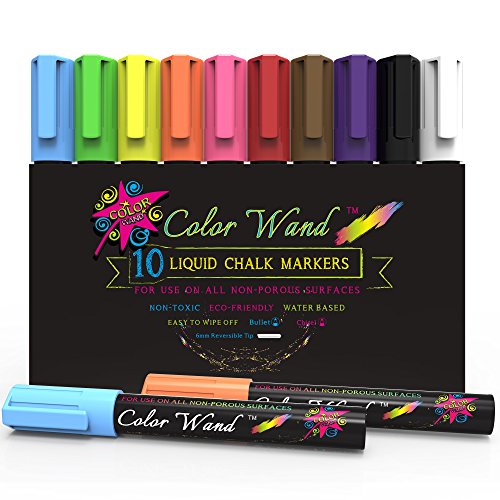 Liquid Chalk Markers \u2013 Color Wand 10 Panit Pens + Free 40 ...